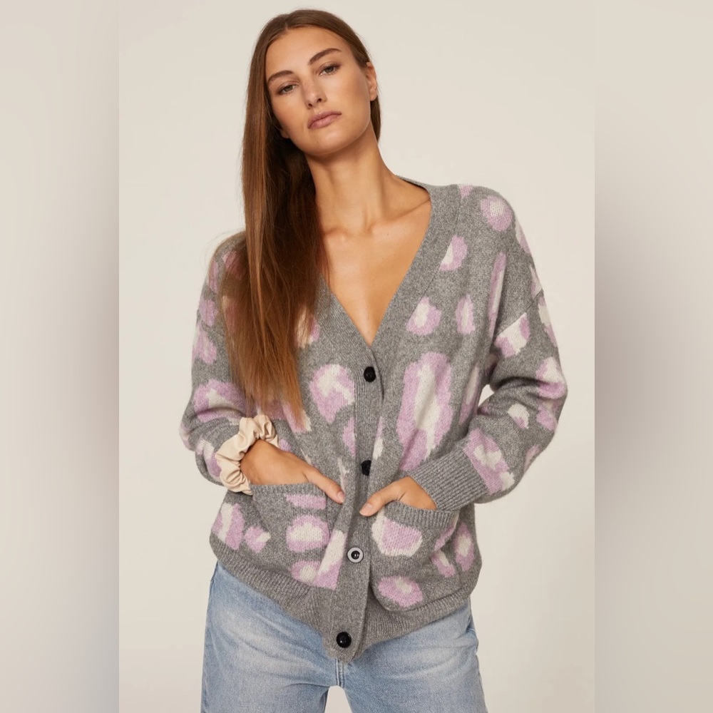 VOX LUX Stylish Gray and Pink Women's Cardigan